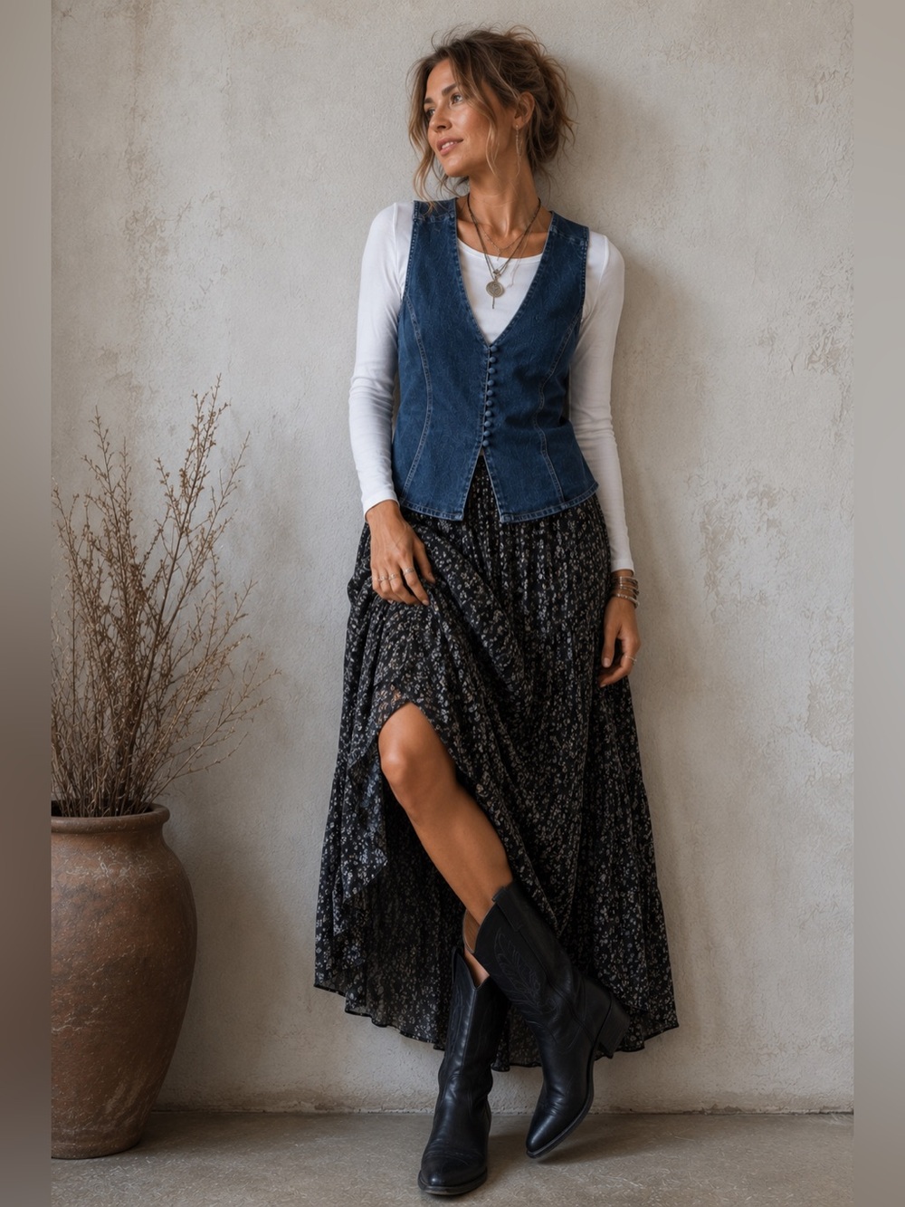 Emerson Lang blue denim corset top with button front and open back L (smaller)